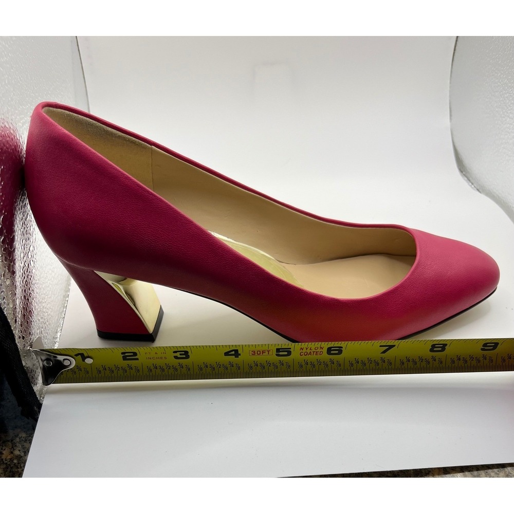 KARL LAGERFELD Paris Women's Fuchsia Leather Block Heel Pumps Size 7 - Picture 6 of 7